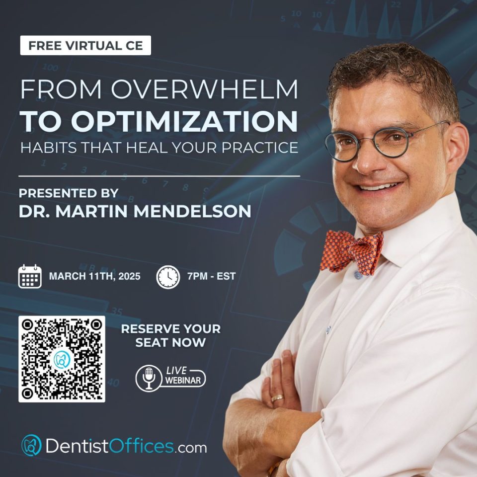 An AGD PACE approved CE course synopsis for dentists that displays Dr. Martin Mendelson's course: From Overwhelm To Optimization